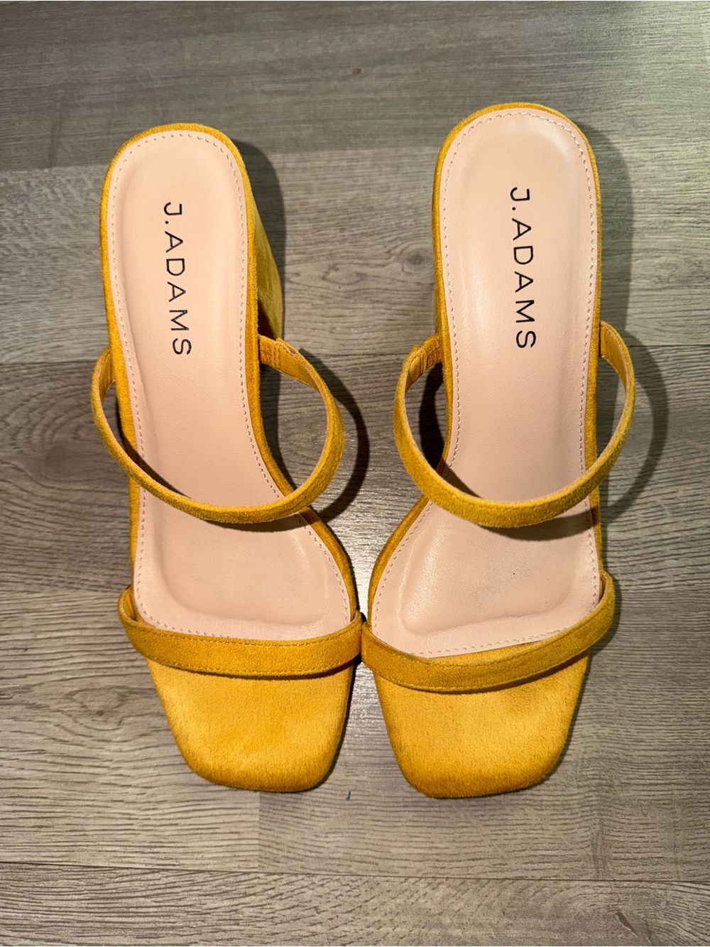 J. Adams Yellow Suede Double-Strap Slide Heels